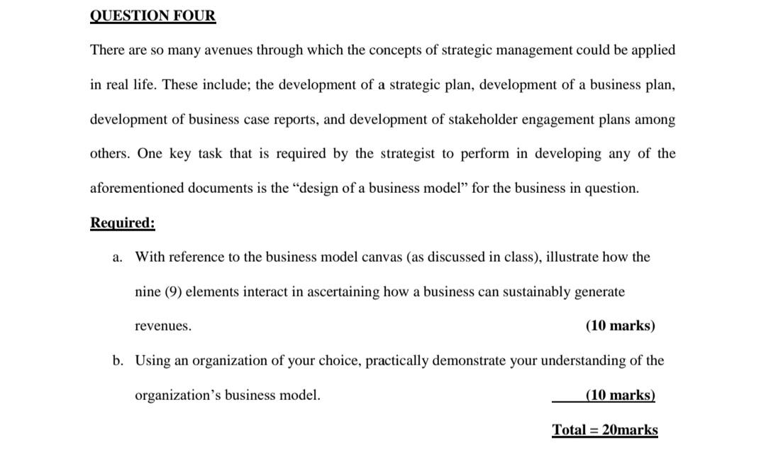 QUESTION FOUR There are so many avenues through