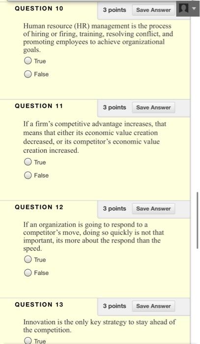 QUESTION 10 3 points Save Answer Human resource