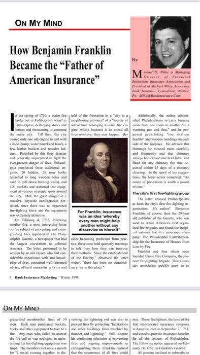 Many people have described Benjamin Franklin as