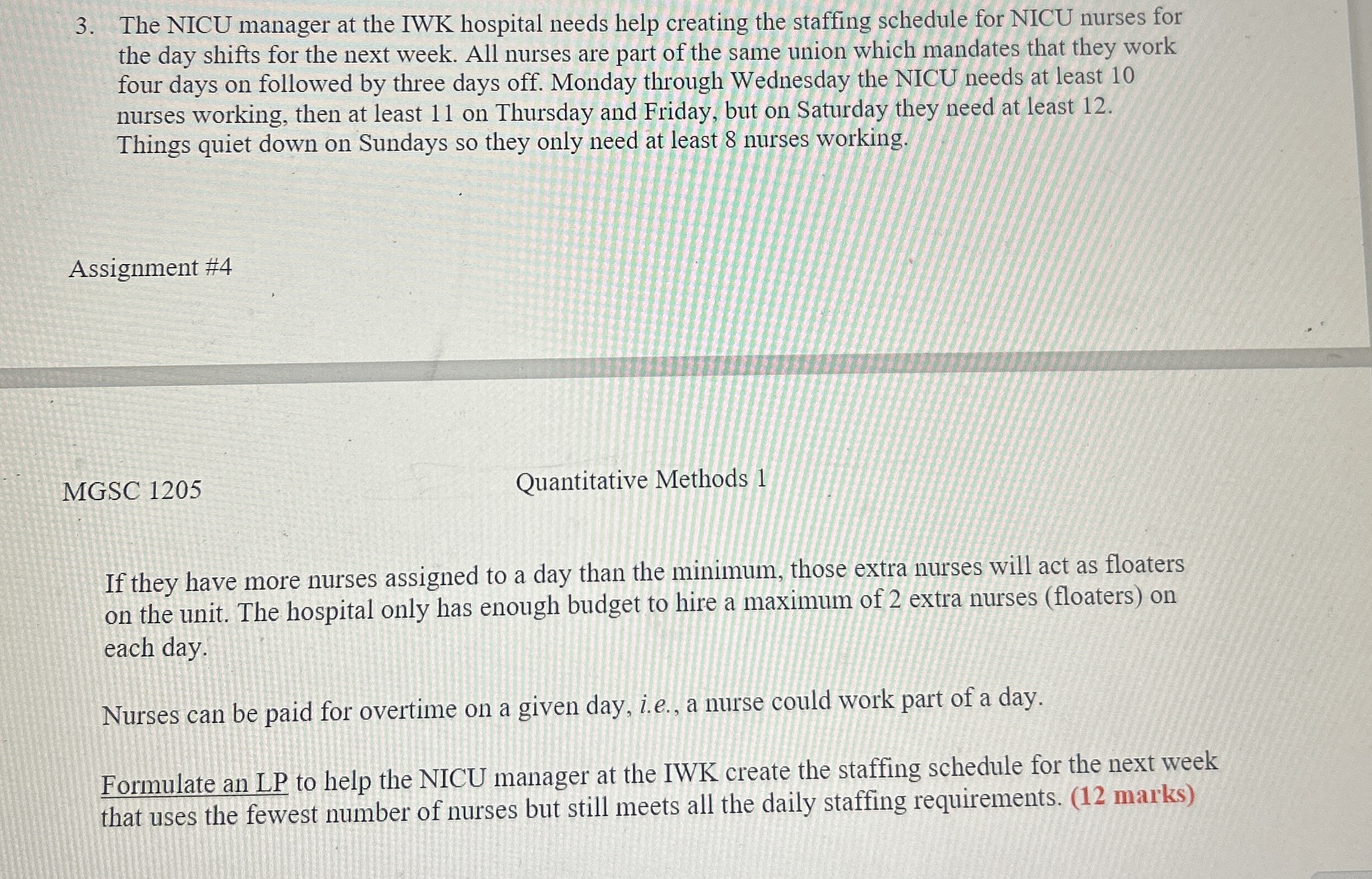 The NICU manager at the IWK hospital needs help