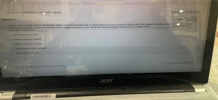 one to the question with response Question 15