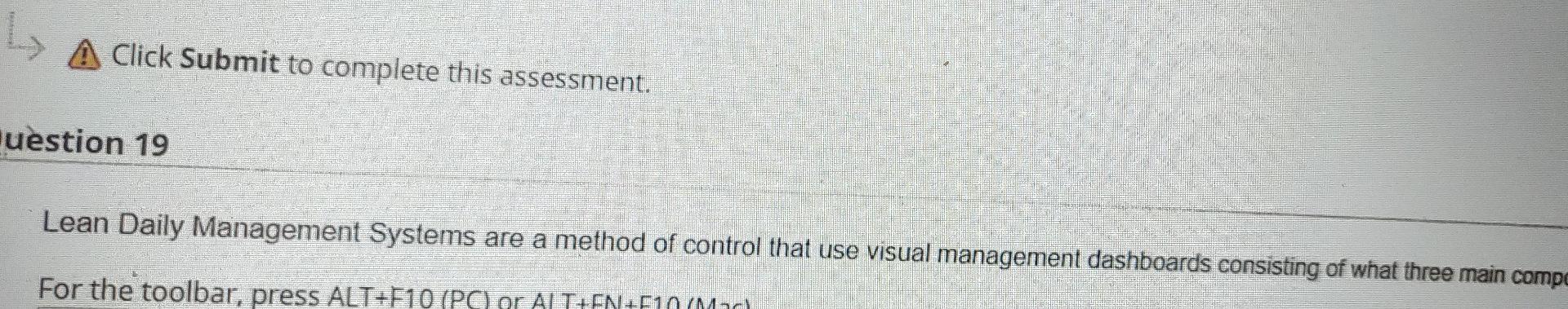 A Click Submit to complete this assessment.