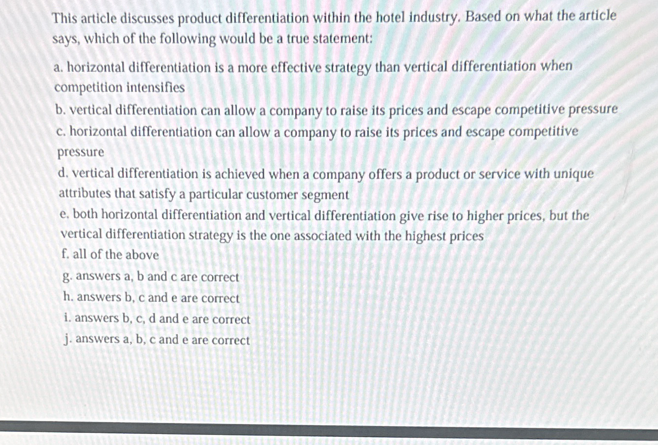This article discusses product differentiation