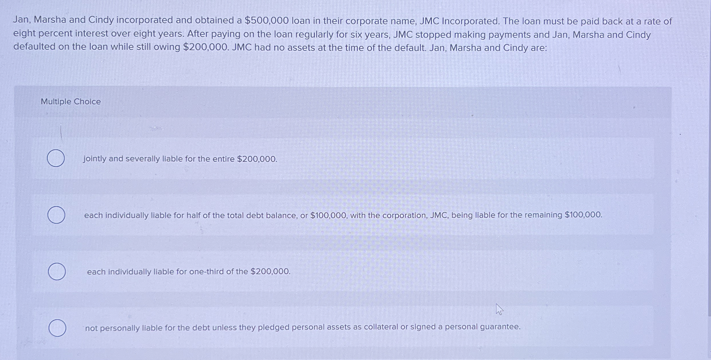 Jan, Marsha and Cindy incorporated and obtained a