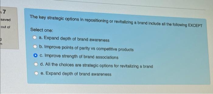 h7 The key strategic options in repositioning or