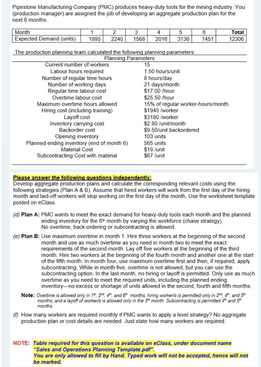 Pipestone Manufacturing Company ( PMC ) produces