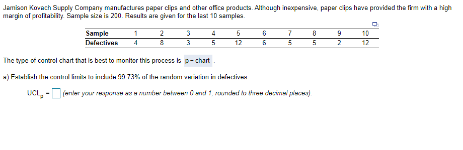 a) Establish the control limits to include 99.73%