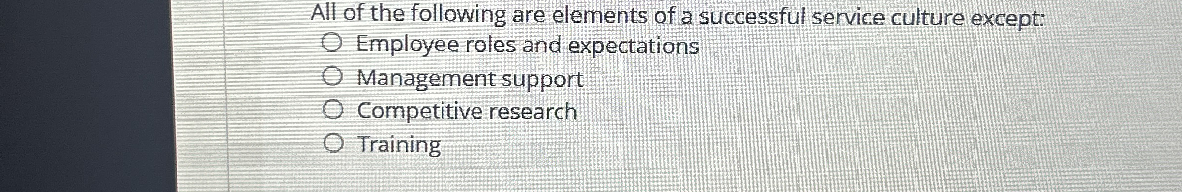 All of the following are elements of a successful