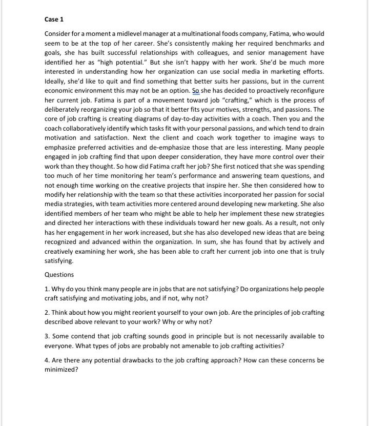 please answer questions 1,2 and 3 Case 1 Consider