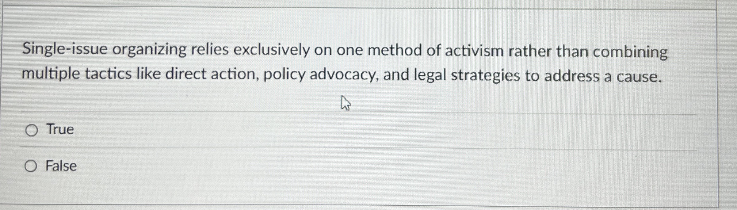 Single - issue organizing relies exclusively on