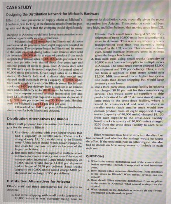 CASE STUDY Designing the Distribution Network for