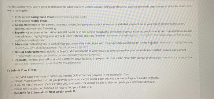 For this assignment, you're going to demonstrate