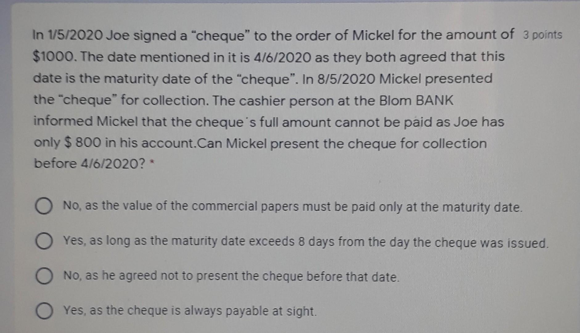 Q2 Q3 Q4 Q5 Q6 Q7 Q8 In 1/5/2020 Joe signed a