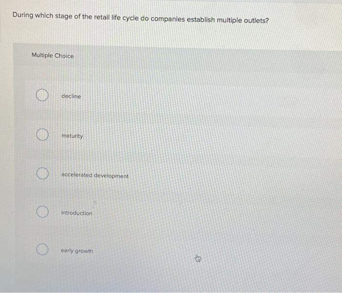 During which stage of the retail life cycle do