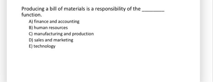 Producing a bill of materials is a responsibility