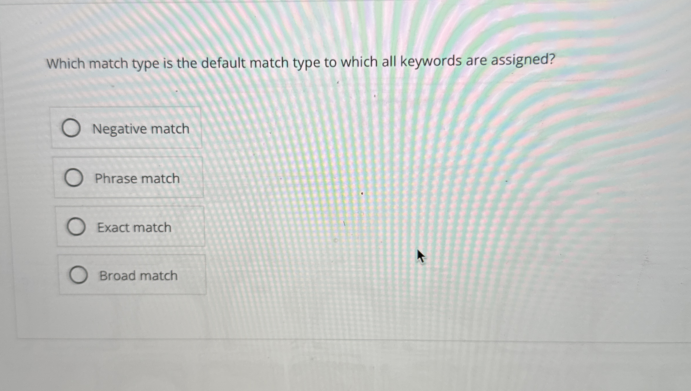 Which match type is the default match type to