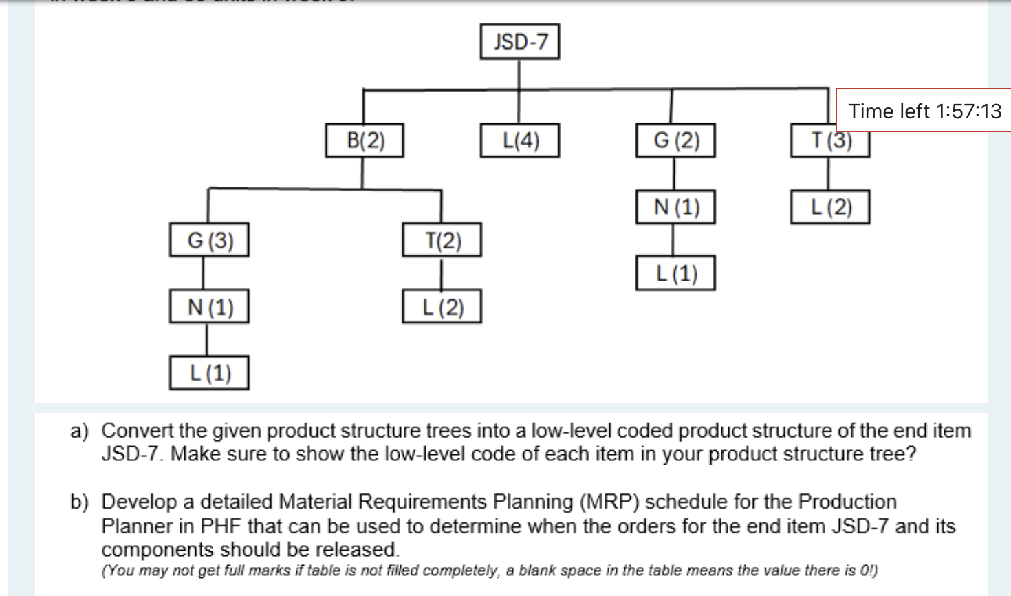 a ) Convert the given product structure trees