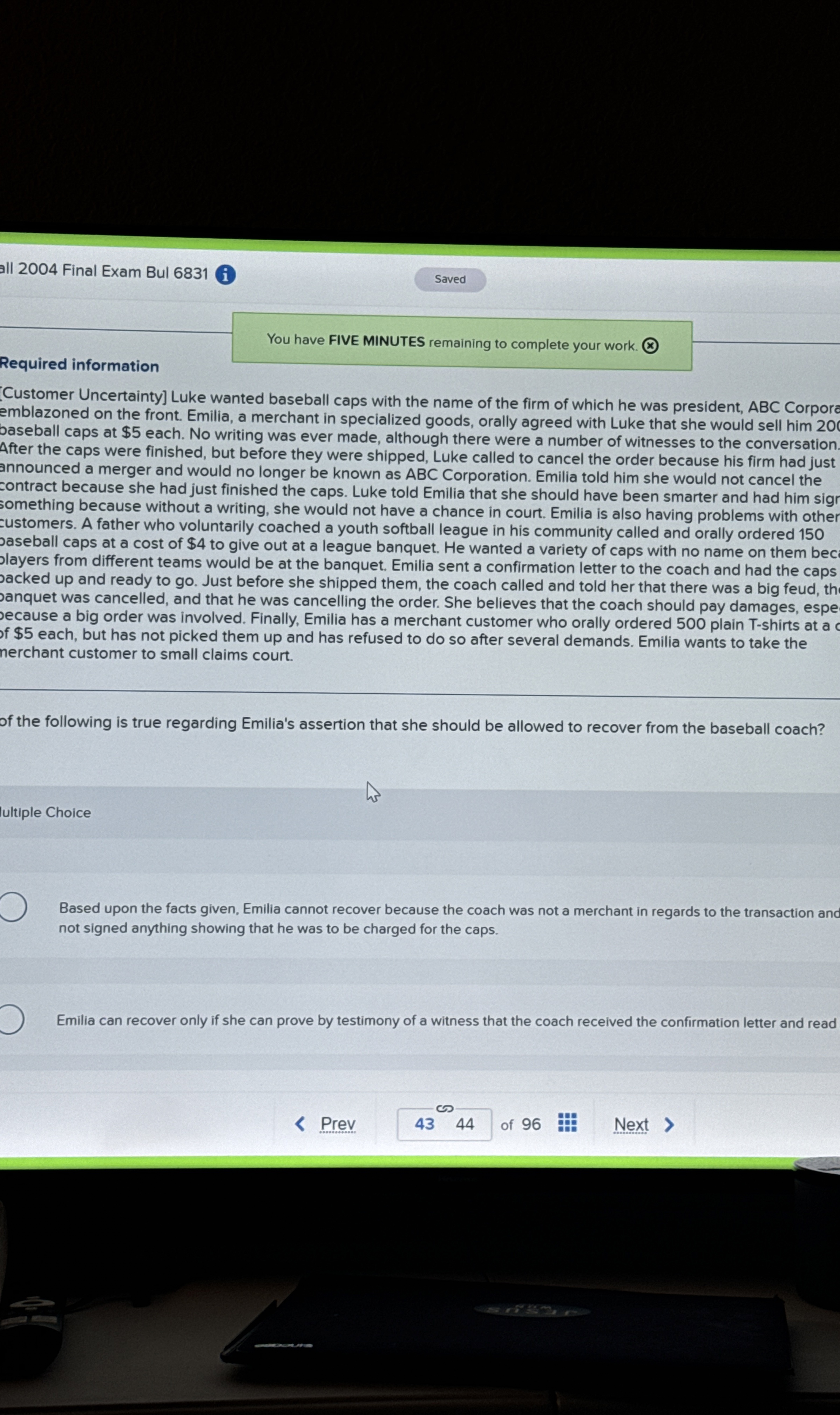 2 0 0 4 Final Exam Bul 6 8 3 1 i You have FIVE
