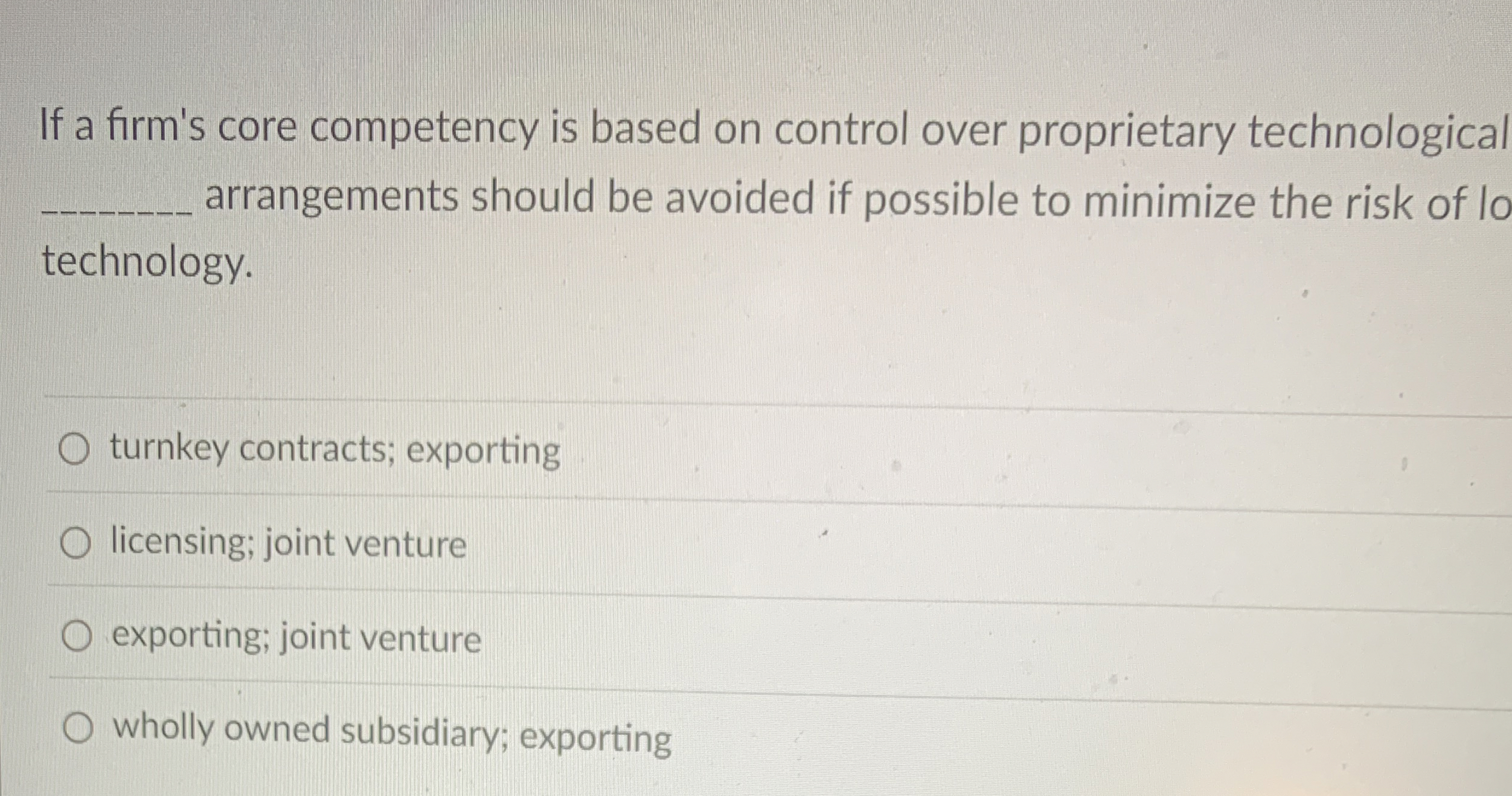 If a firm's core competency is based on control