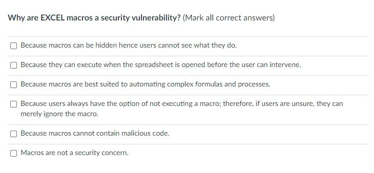 Why are EXCEL macros a security vulnerability?