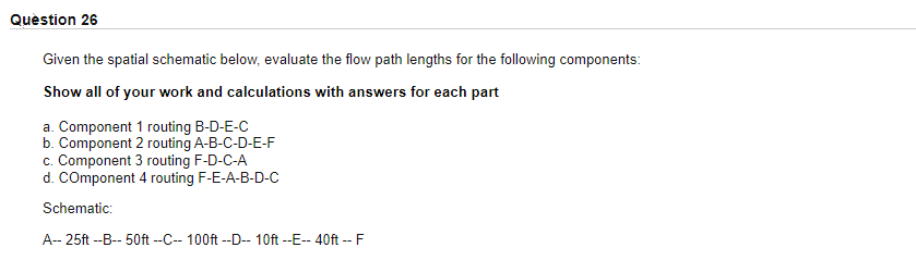 Question 26 Given the spatial schematic below,