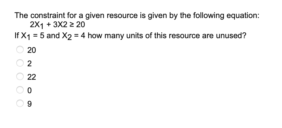 The constraint for a given resource is given by