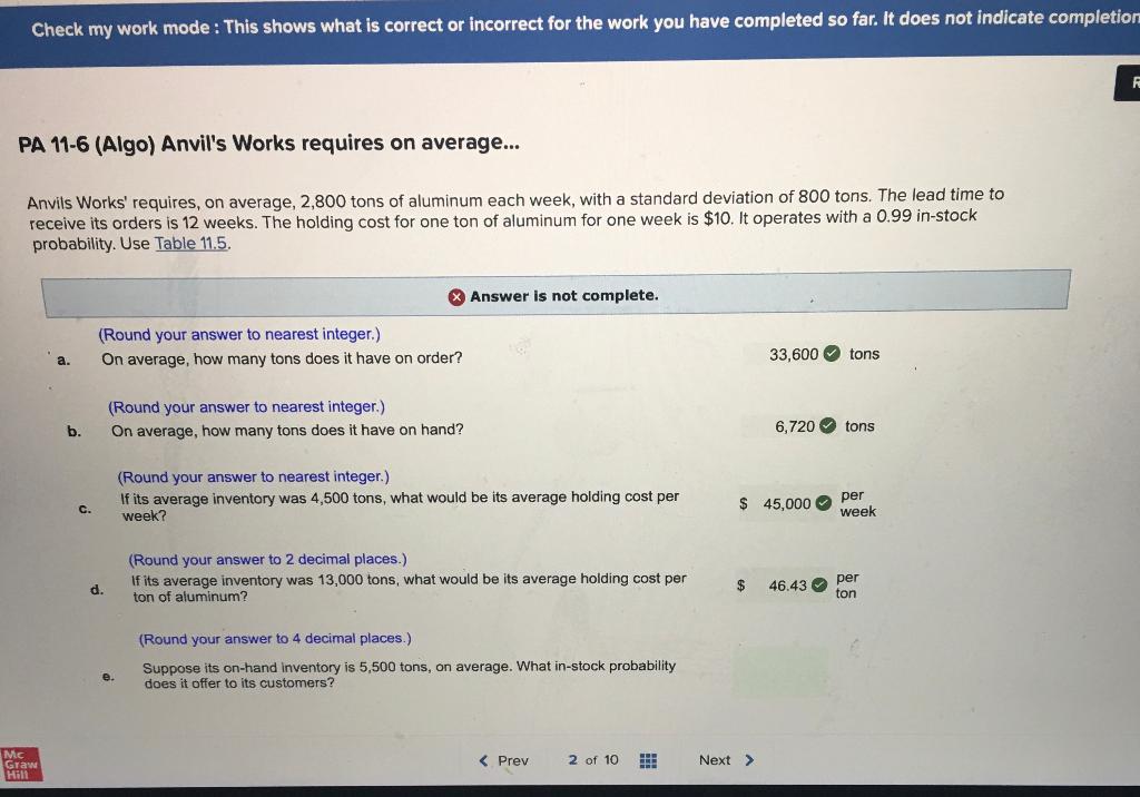 ANSWER PART E ONLY PLEASE & SHOW WORK. THANK YOU.