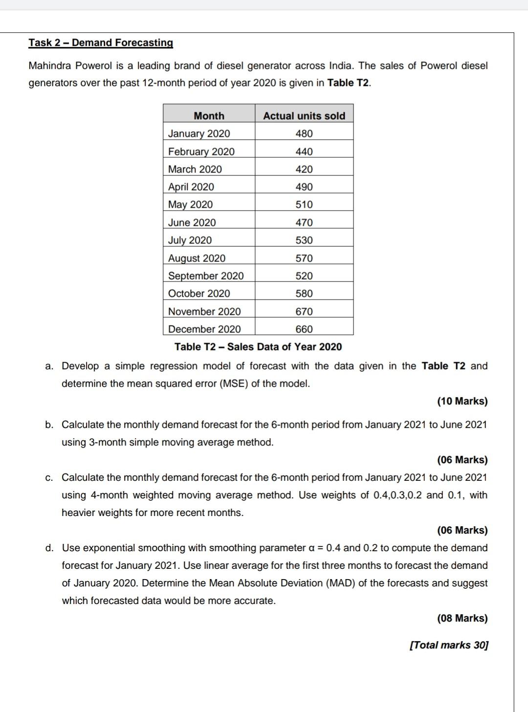 Please help Task 2 - Demand Forecasting Mahindra
