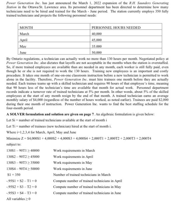 PLEASE ANSWER ASAP Power Generation Inc. has just