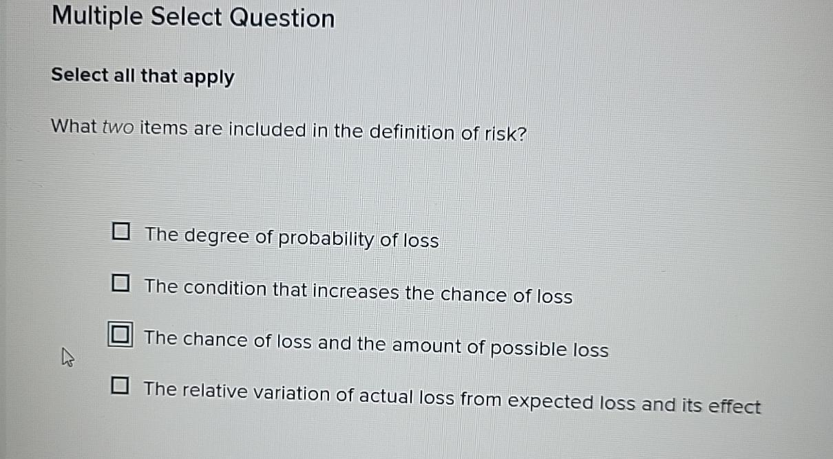 Multiple Select Question Select all that apply