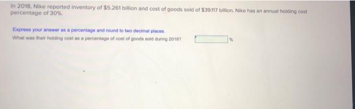 urgent! in 2018, Nike reported inventory of