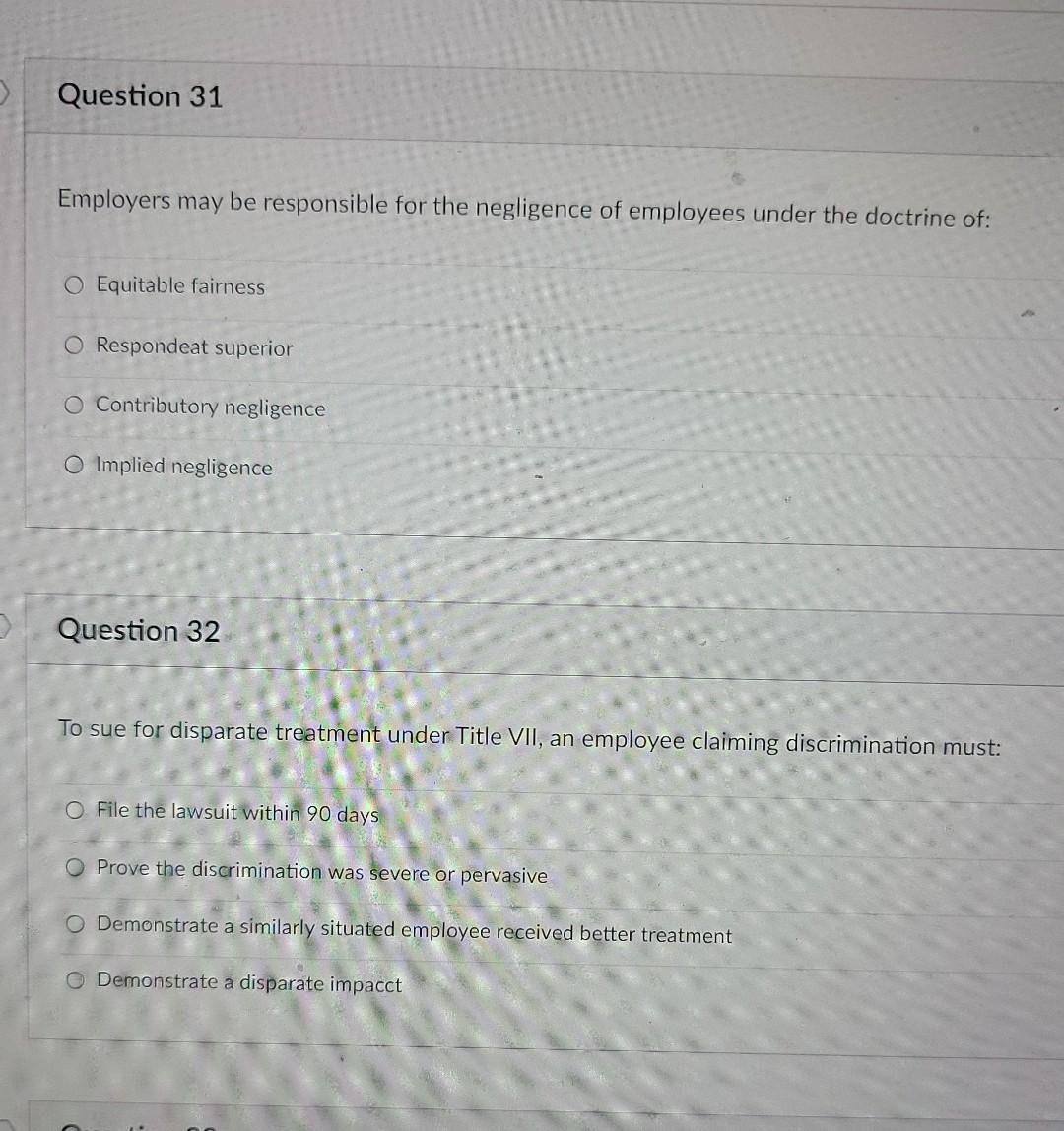 Question 31 Employers may be responsible for the