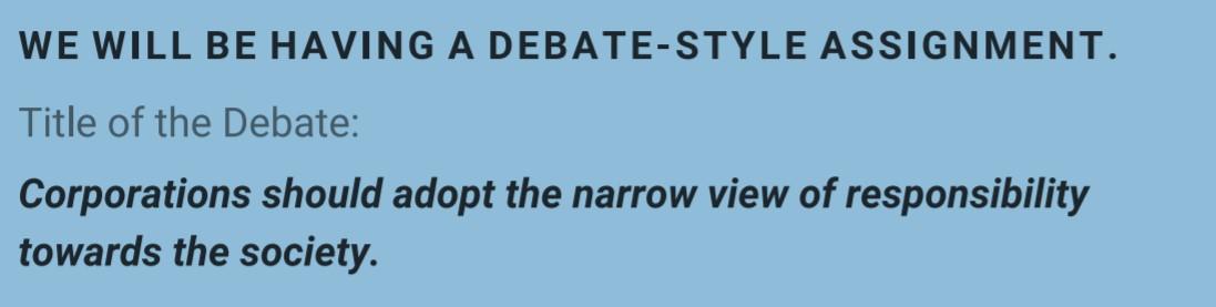 Corporations SHOULD NOT adopt the narrow view of