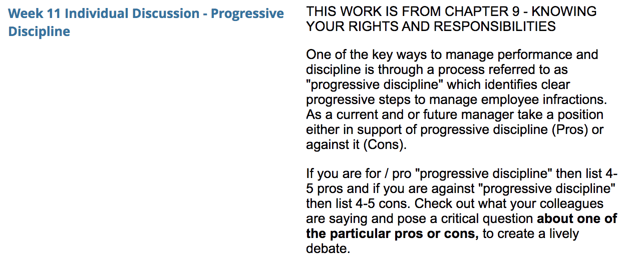 Week 11 Individual Discussion - Progressive