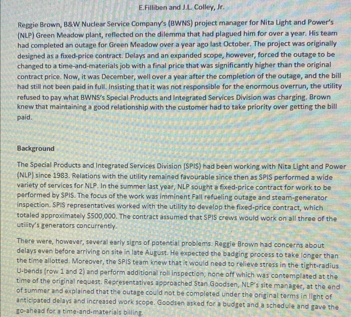 29. In the case study "The Project