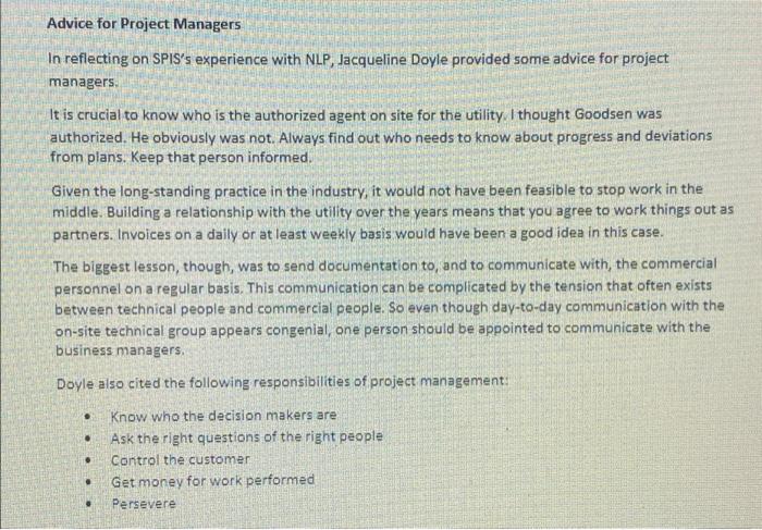 29. In the case study "The Project