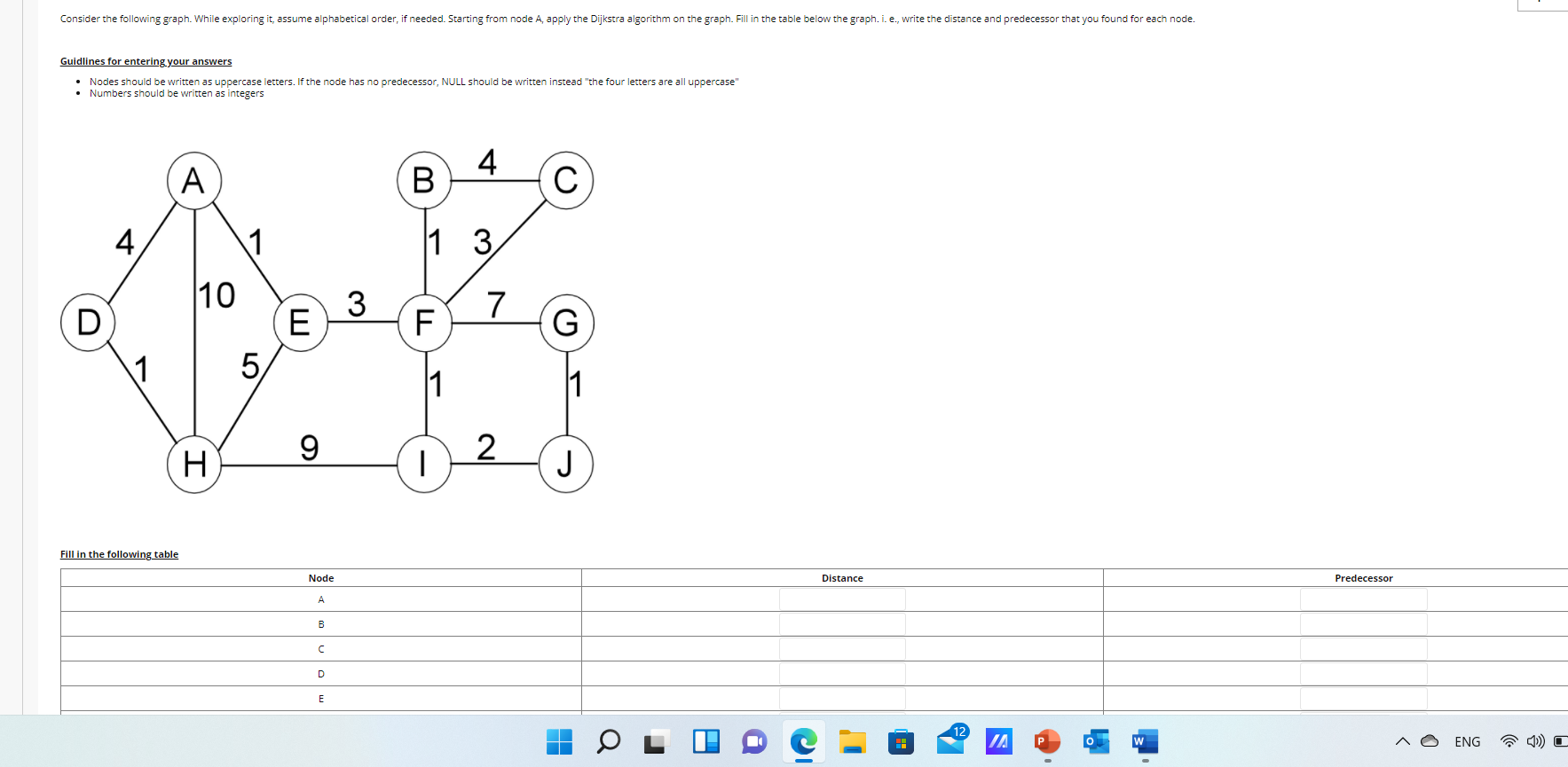 Consider the following graph. While exploring it,
