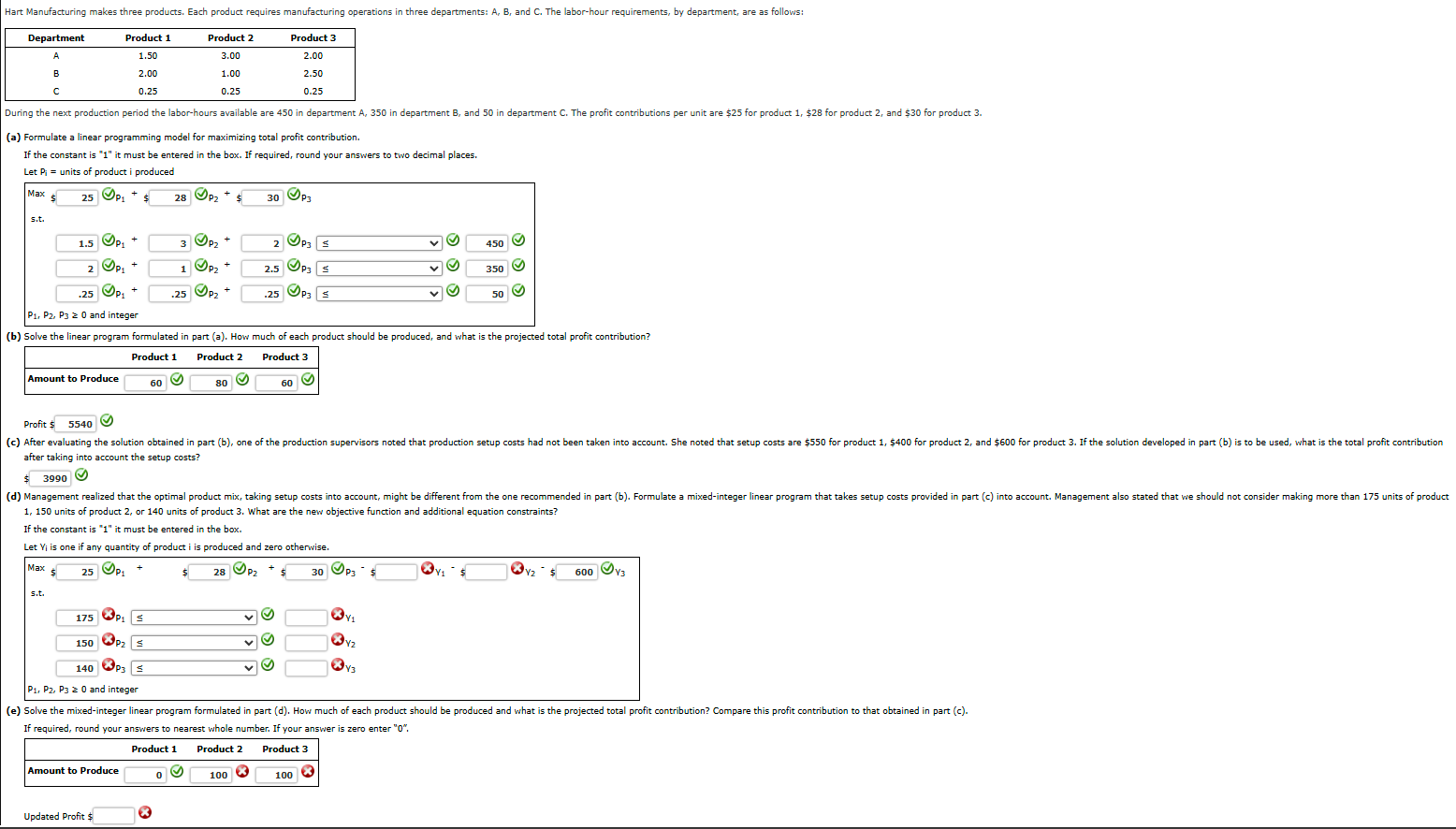( a ) Formulate a linear programming model for