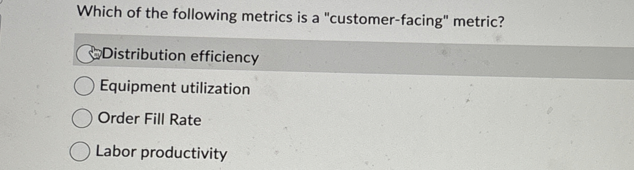 Which of the following metrics is a "customer -