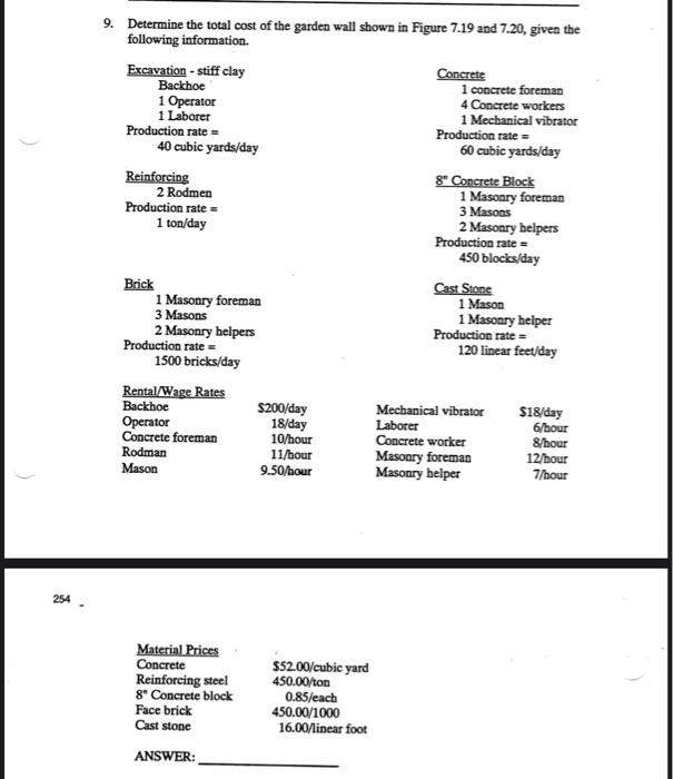 9. Determine the total cost of the garden wall