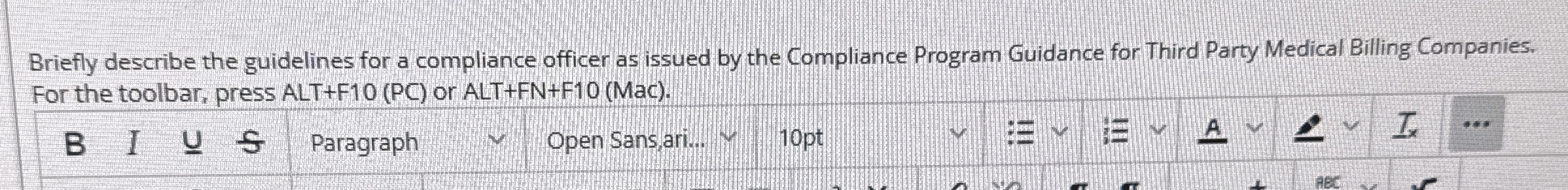 Briefly describe the guidelines for a compliance