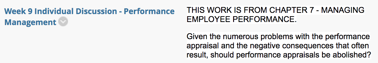 Week 9 Individual Discussion - Performance