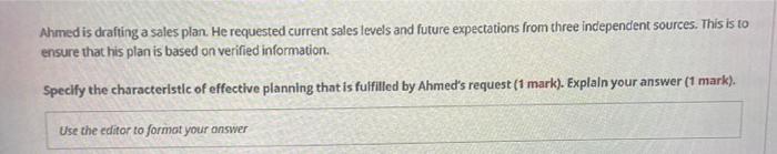 please help me quickly Ahmed is drafting a sales