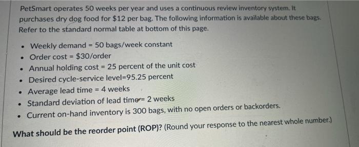 PetSmart operates 50 weeks per year and uses a