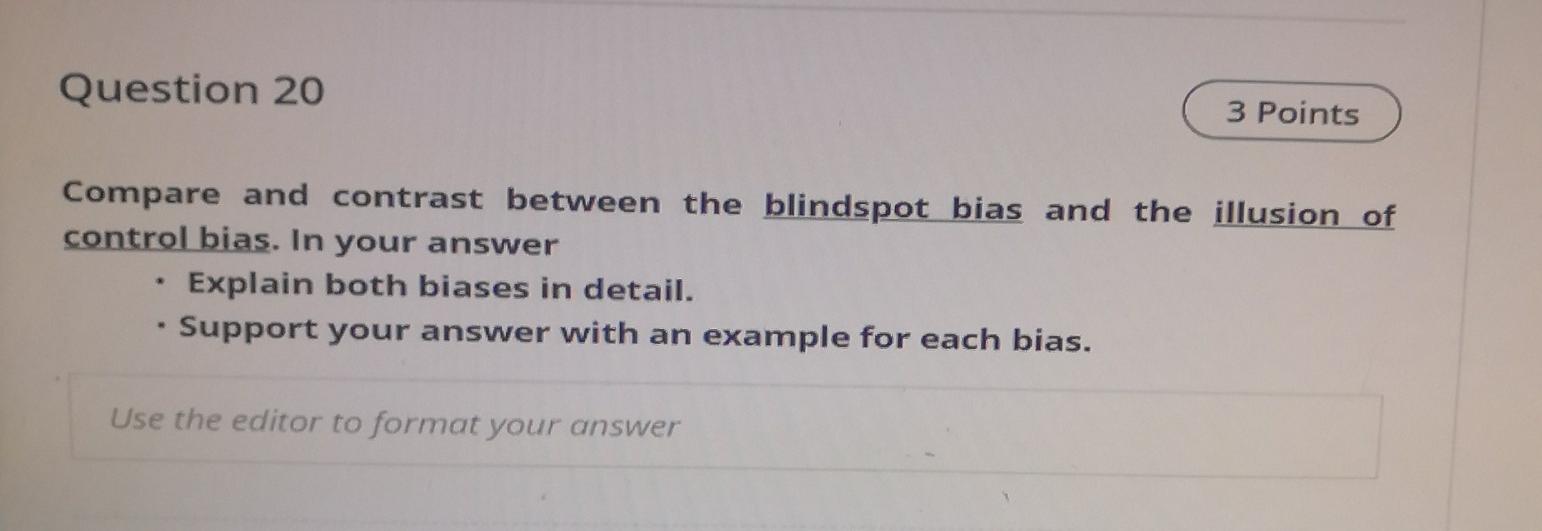 Q20 Question 20 3 Points Compare and contrast