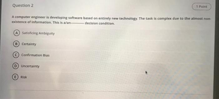 Question 2 1 Point A computer engineer is