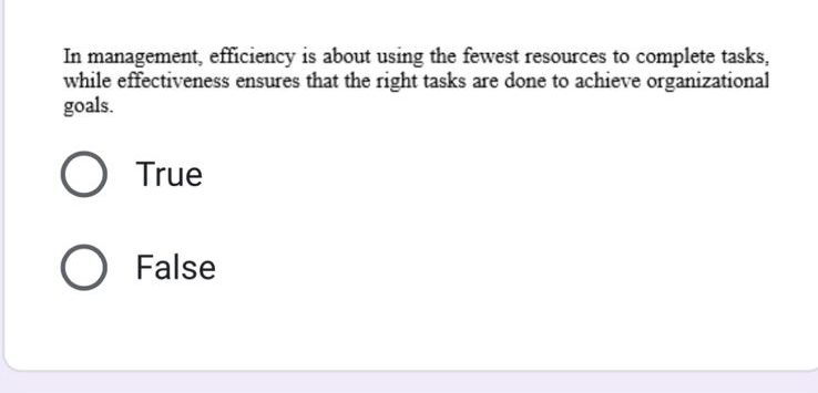 In management, efficiency is about using the