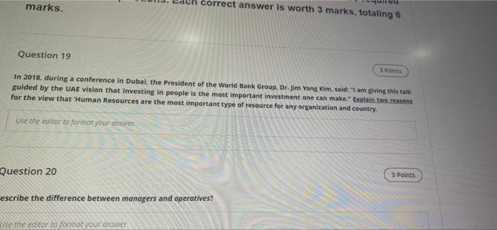 marks. correct answer is worth 3 marks, totaling