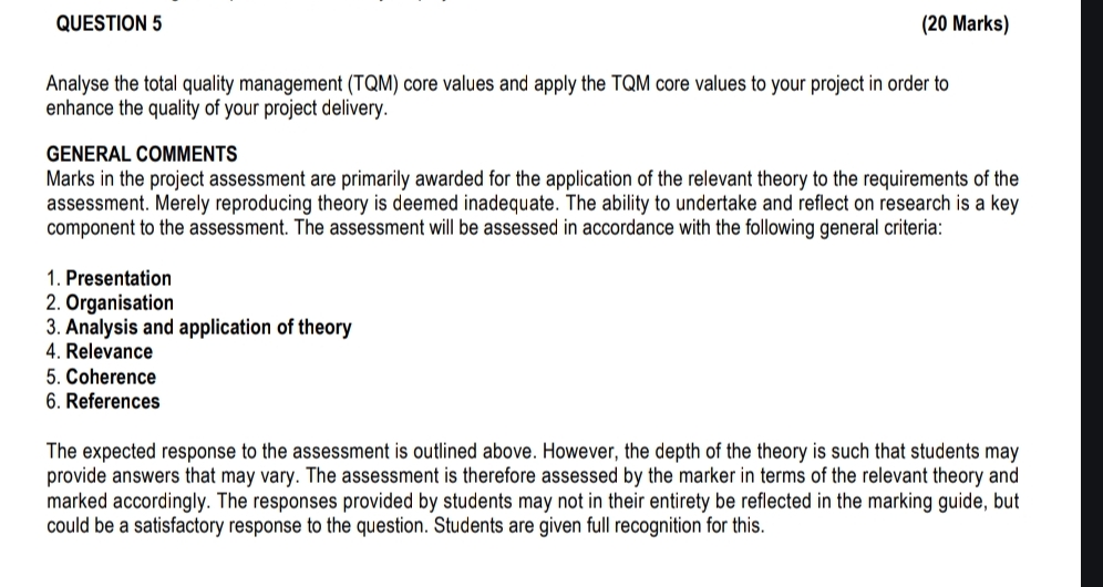 QUESTION 5 ( 2 0 Marks ) Analyse the total