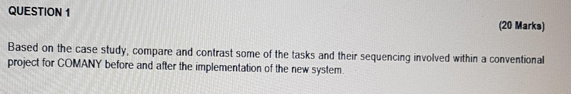 Q1 QUESTION 1 (20 Marks) Based on the case study,